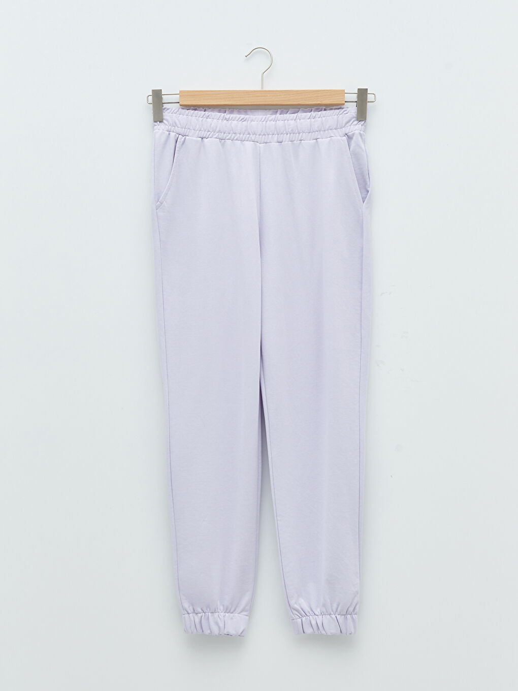 Lila Beli Lastikli Düz Cep Detaylı Kadın Eşofman Altı-6