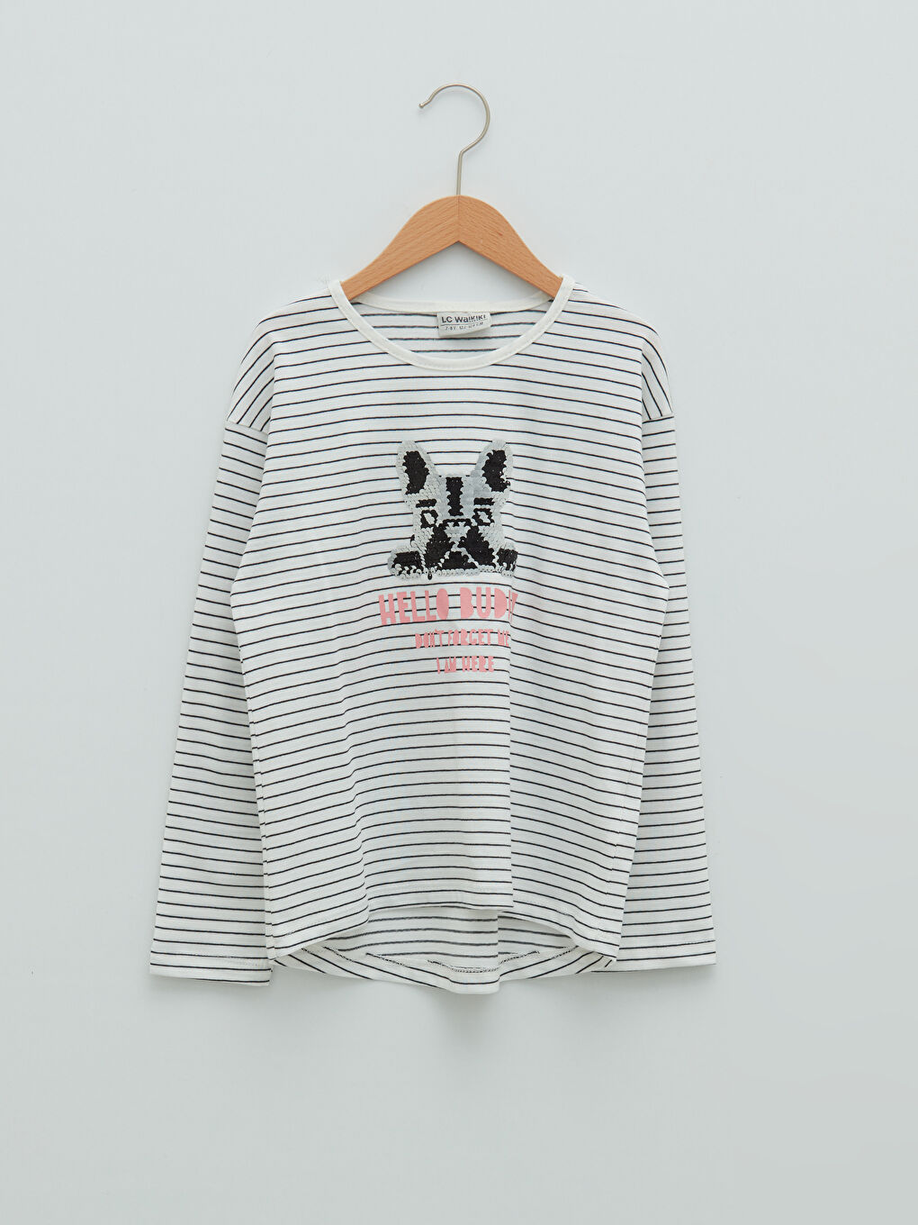 Siyah Bisiklet Yaka Çift Yönlü Payetli Uzun Kollu Kız Çocuk Tişört-2