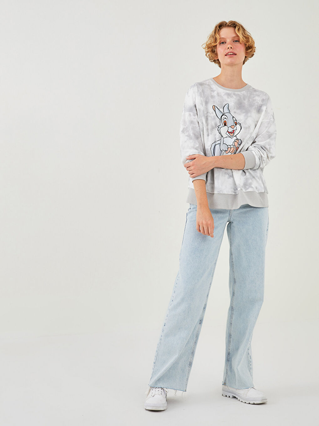 Crew Neck Thumper Printed Long Sleeve Women's Sweatshirt-2