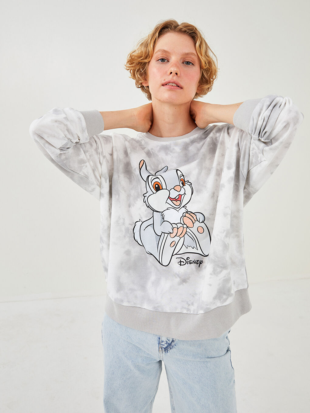 Crew Neck Thumper Printed Long Sleeve Women's Sweatshirt-1