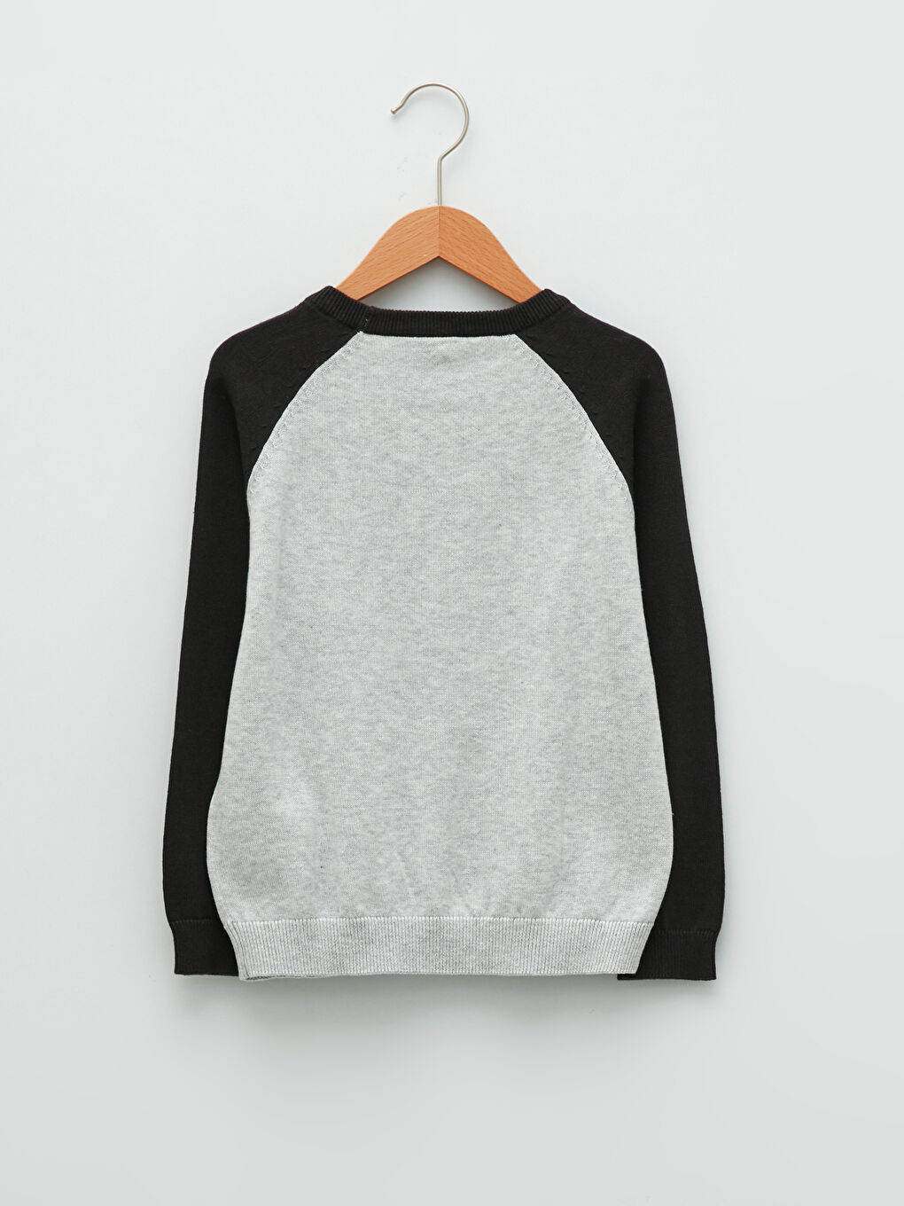 Crew Neck Embossed Letter Detailed Long Sleeve Boy's Thin Knitwear Sweater-1