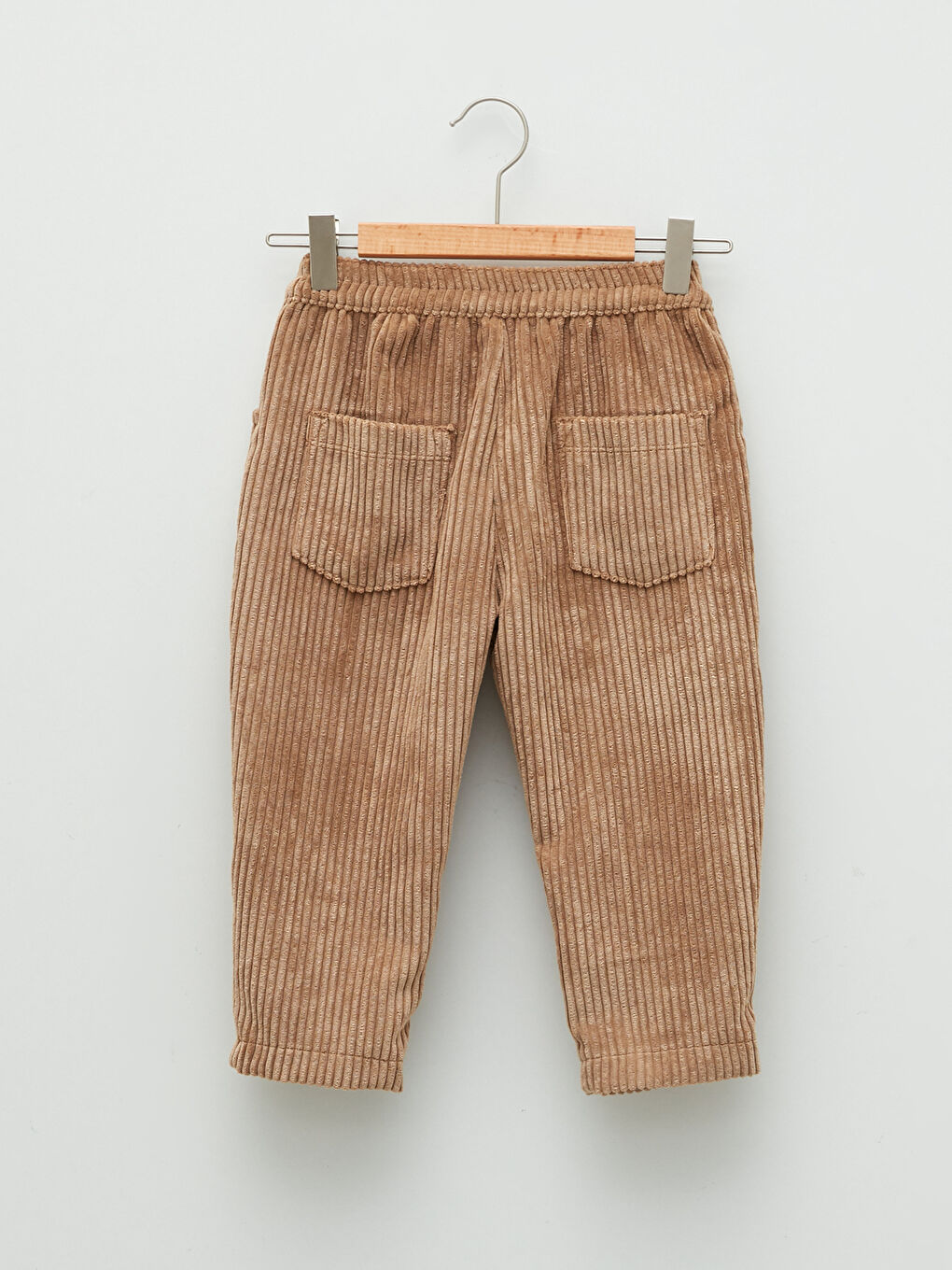 Haki Mickey Mouse Nakışlı Kadife Erkek Bebek Pantolon-1