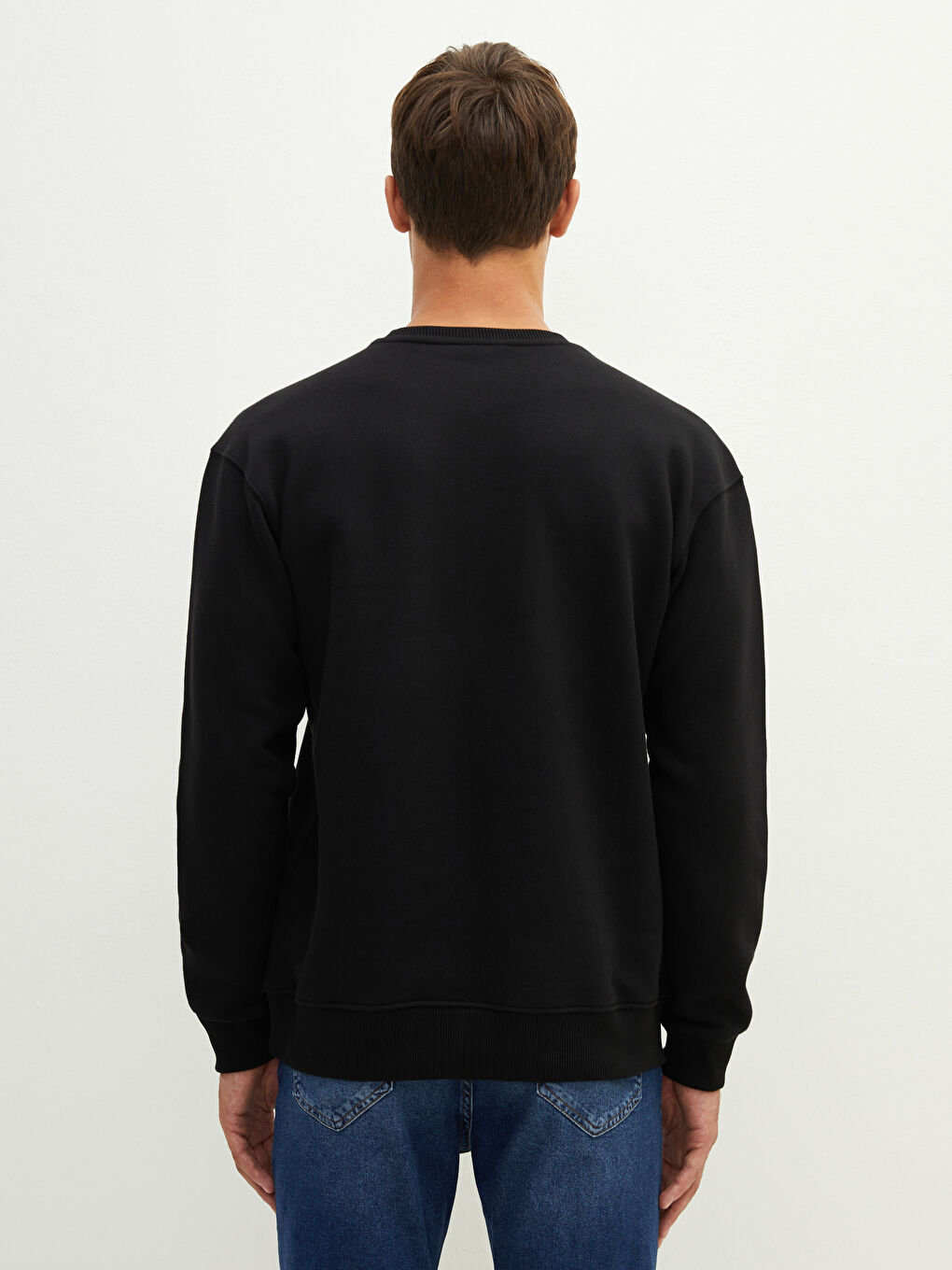 Crew Neck Long Sleeve Basic Thick Men's Thick Sweatshirt-4
