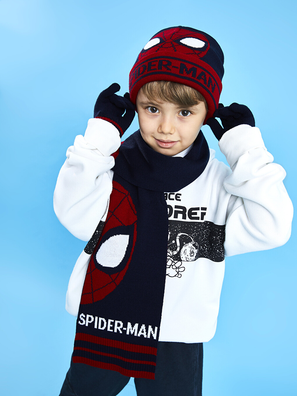 Bonnet & Gants Spiderman Marvel Pour Enfant - Set Hiver Rouge, Taille Unique
