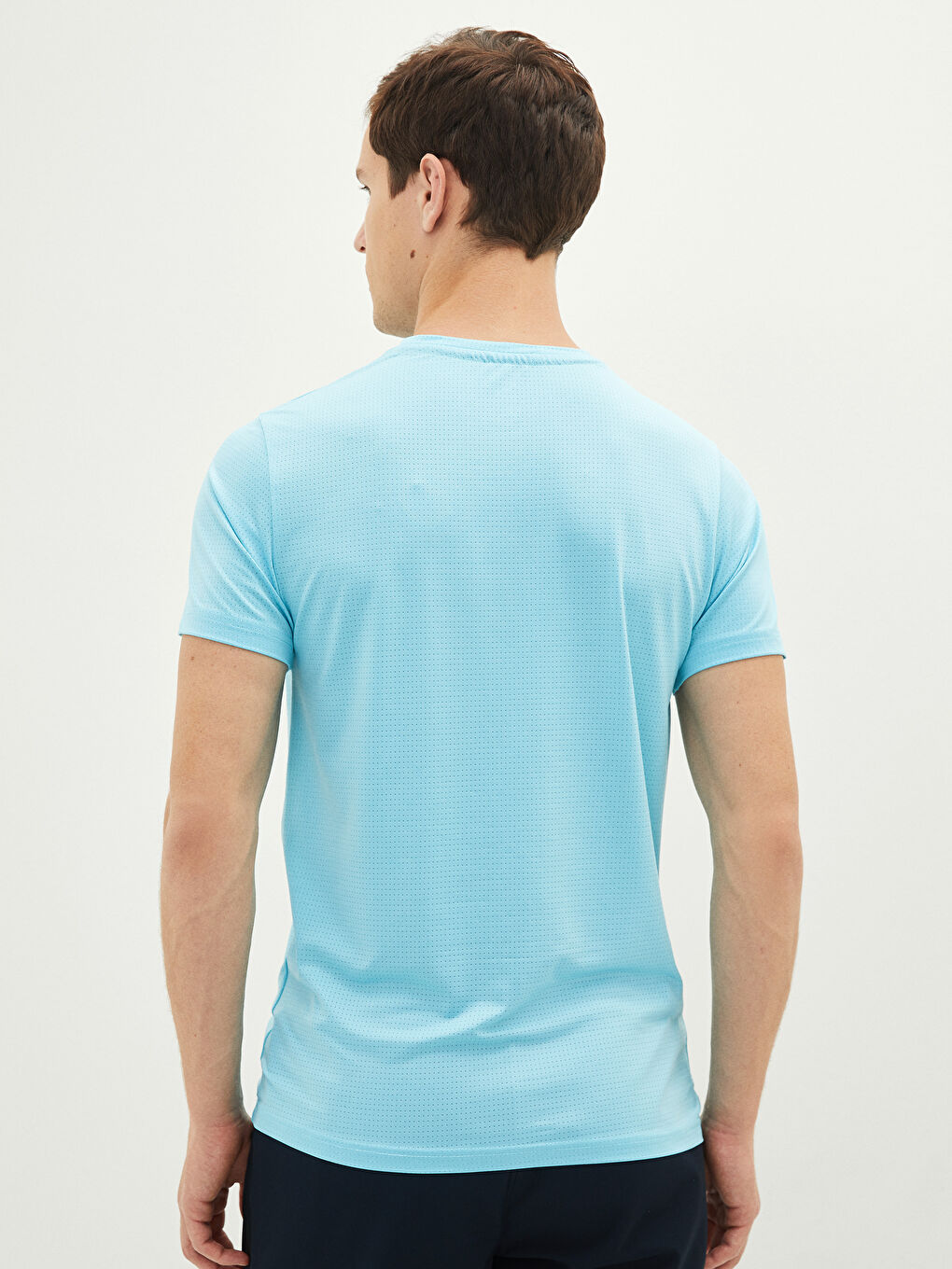 Turkuaz Bisiklet Yaka Kısa Kollu Erkek Tişört-4