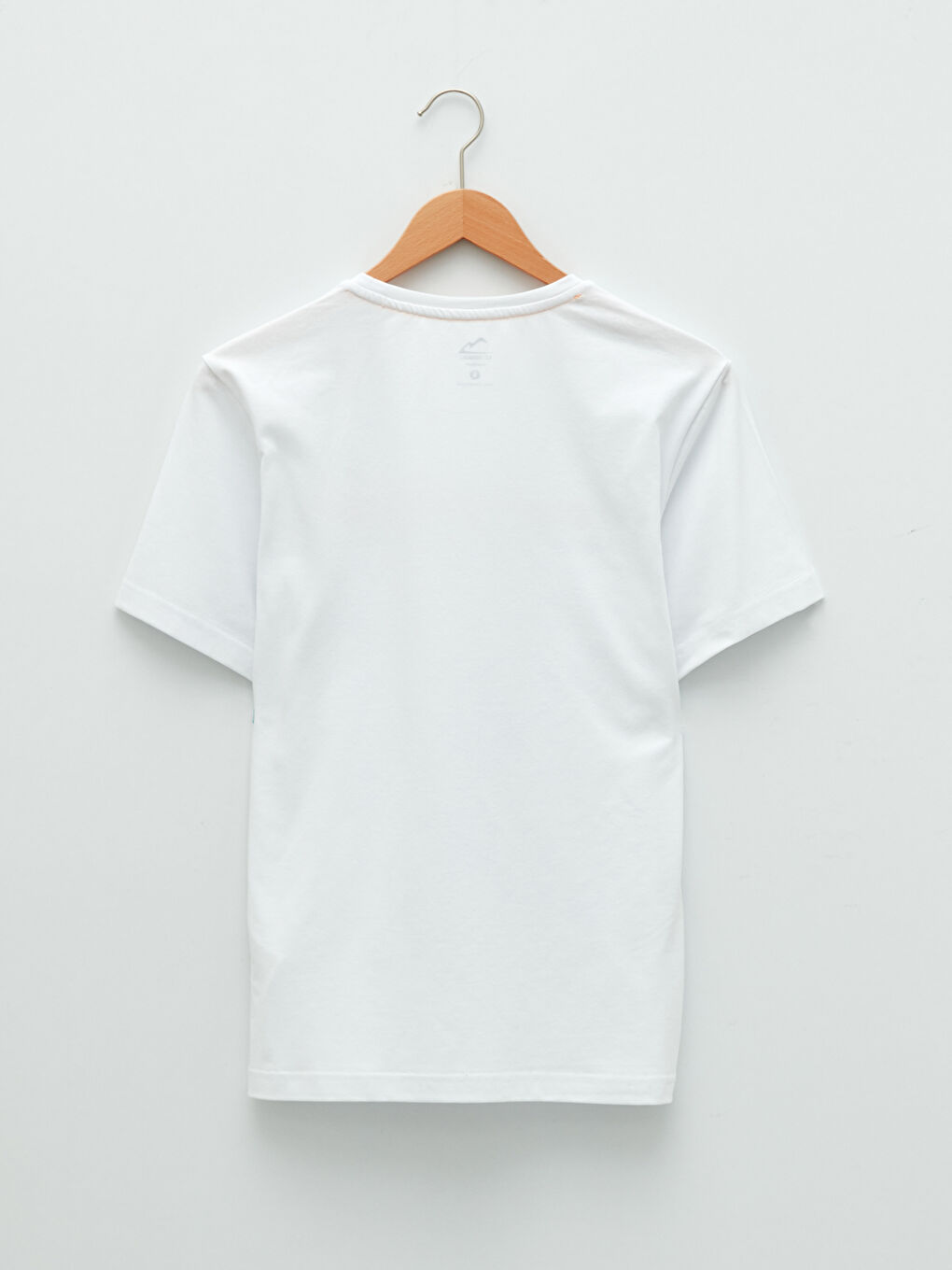 Beyaz Bisiklet Yaka Kısa Kollu Baskılı Erkek Tişört-6