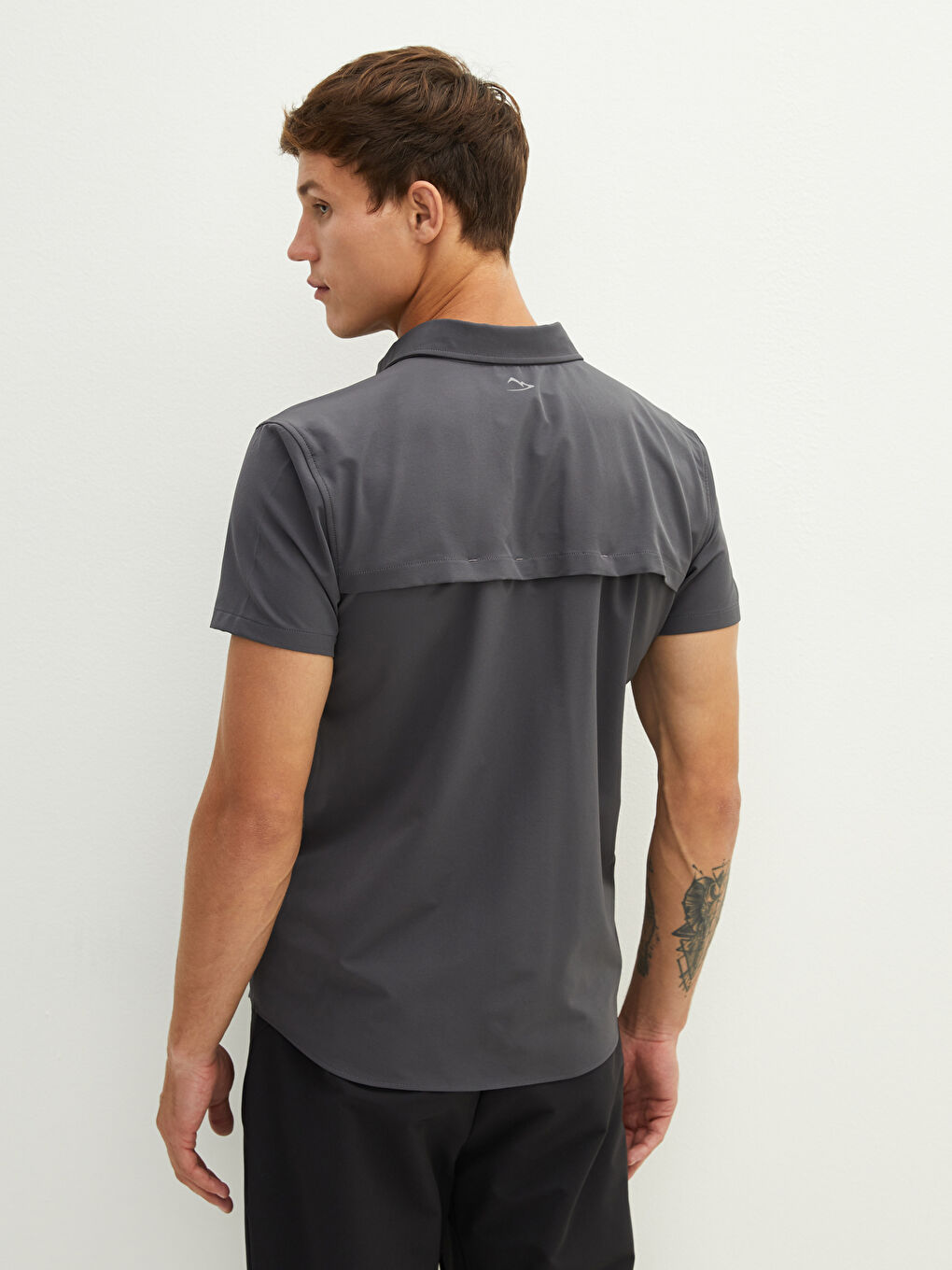 Gri Regular Fit Kısa Kollu Erkek Gömlek-5