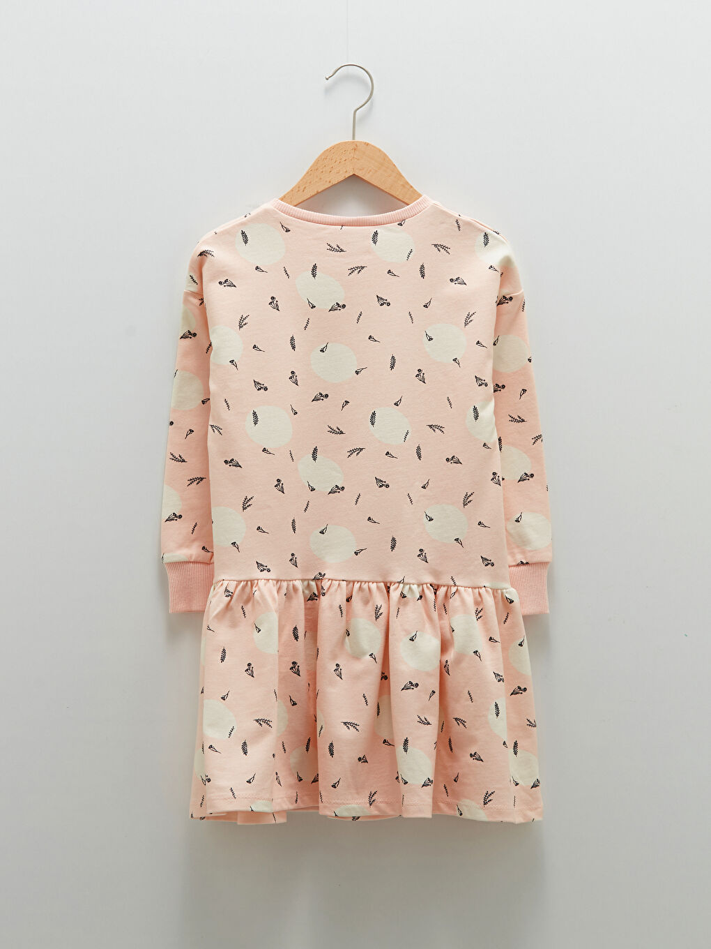 LCW Kids Rundhalsausschnitt Bedrucktes Langarm Kleid für Mädchen -W1AV93Z4-LT4
