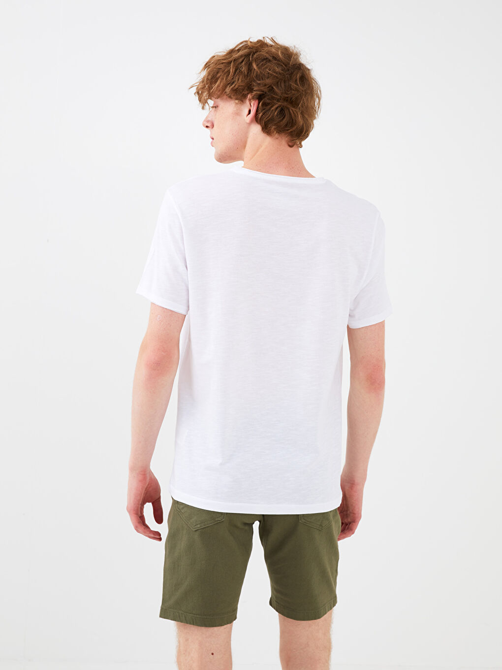 Crew Neck Short Sleeve Basic Combed Cotton Men's T-shirt-3
