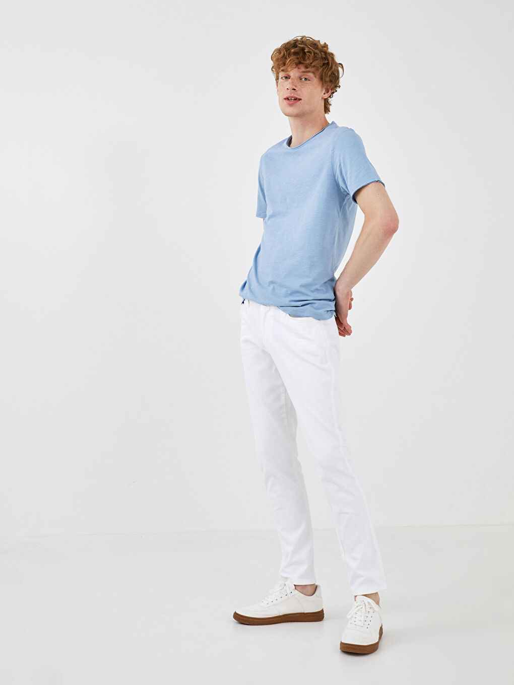 Mavi Bisiklet Yaka Kısa Kollu Basic Penye Erkek Tişört-2