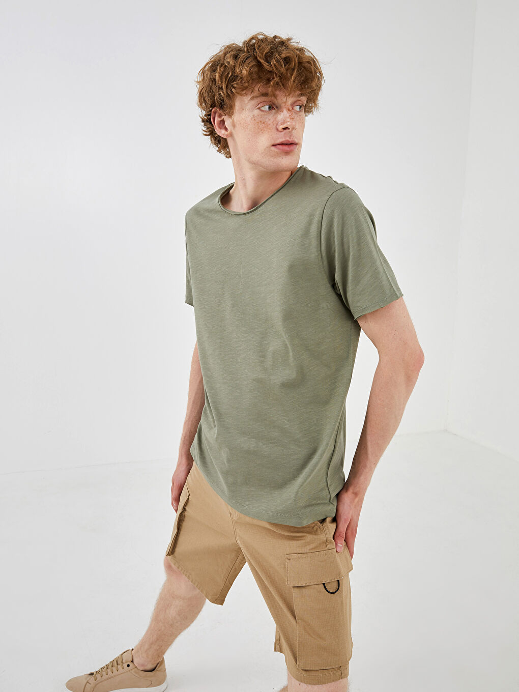 T-shirt Basique en Coton Peigné à Manches Courtes et Col Rond pour Hommes-3