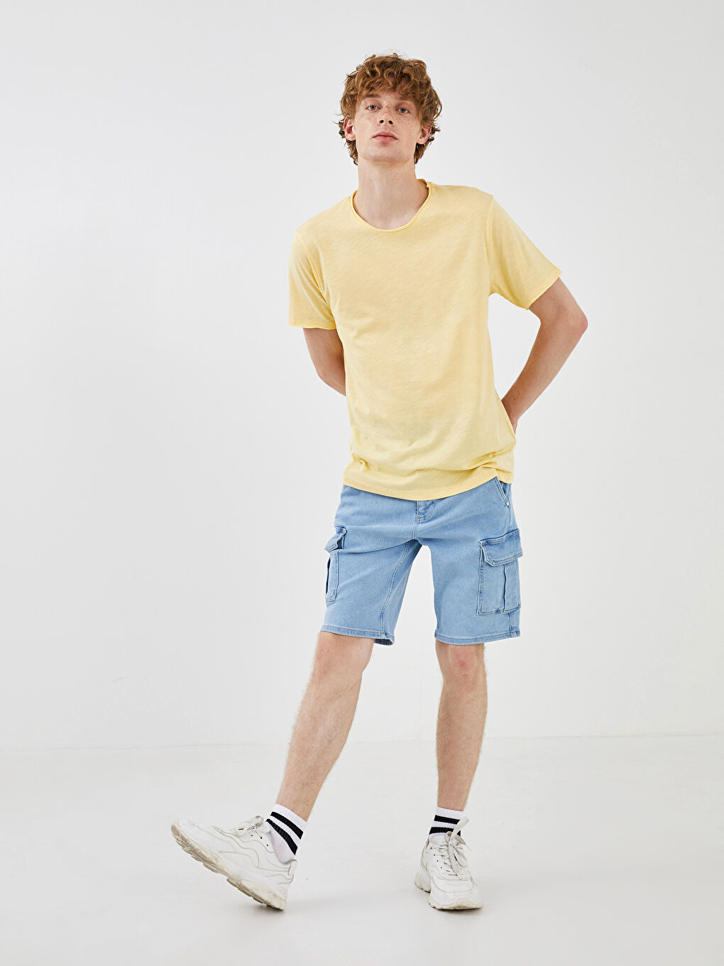 تيشيرت رجالي ياقة دائرية كم قصير قطن ممشط أساسي-1