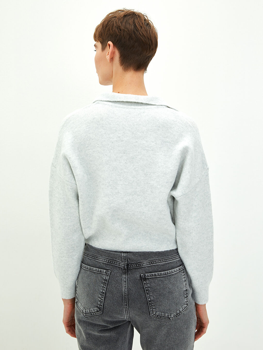Polo Neck Women's Knitwear Sweater-4