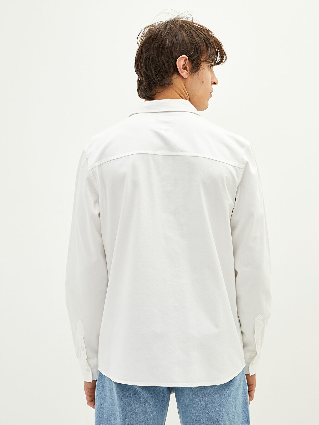 قميص جينز رجالي بأكمام طويلة وقصة عادية-5