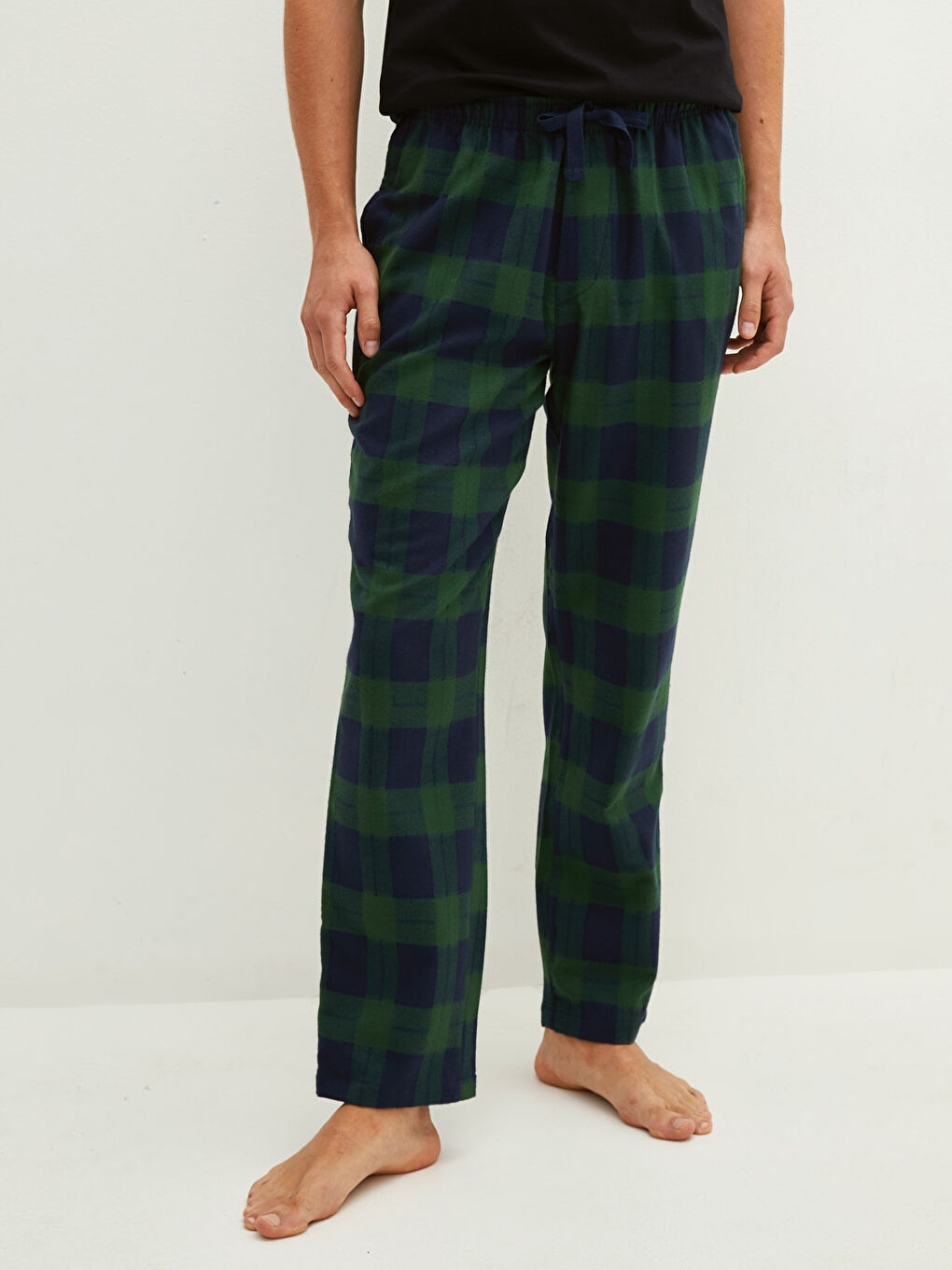 Yeşil Standart Kalıp Ekose Erkek Pijama Alt-1