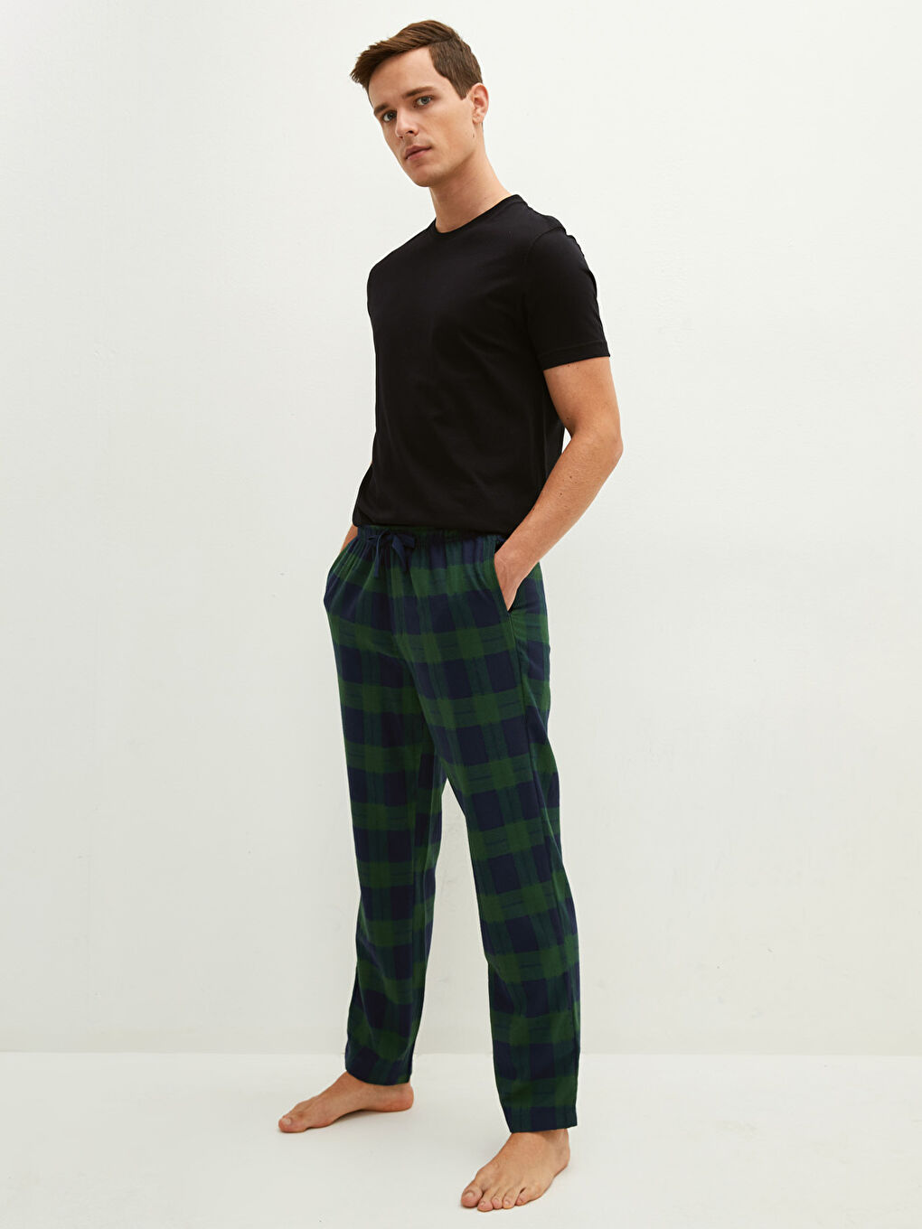 Yeşil Standart Kalıp Ekose Erkek Pijama Alt