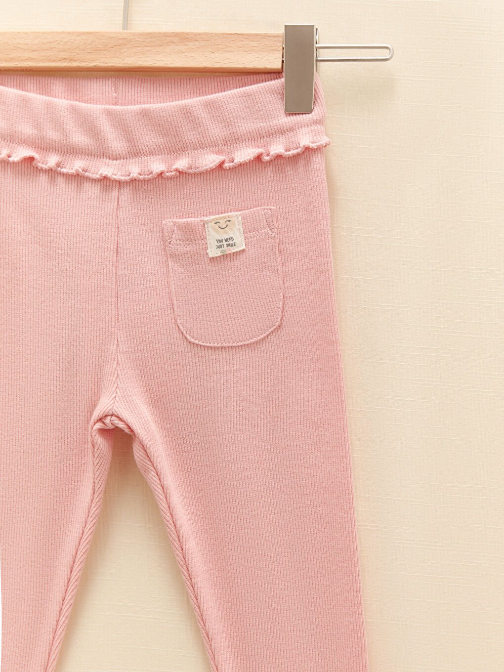 Pembe Beli Lastikli Tayt-2