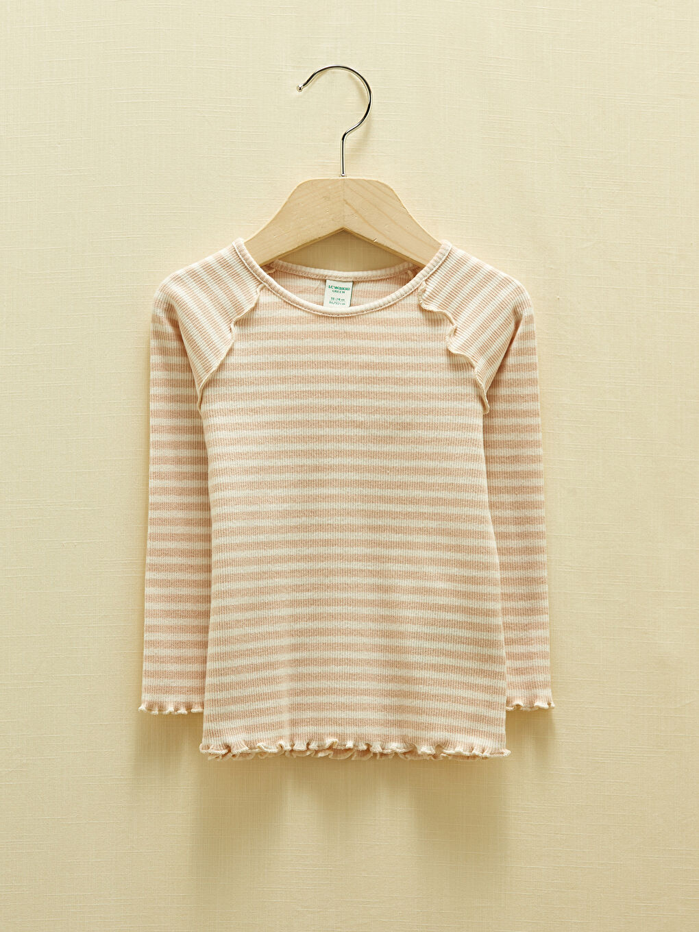 Футболка с круглым вырезом, длинным рукавом, полосатая, для малышек девочек