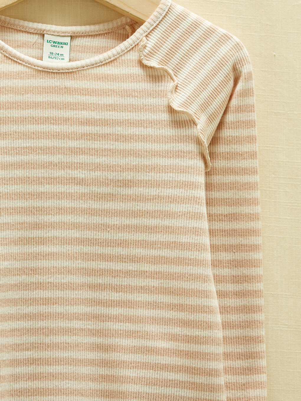 Футболка с круглым вырезом, длинным рукавом, полосатая, для малышек девочек-1