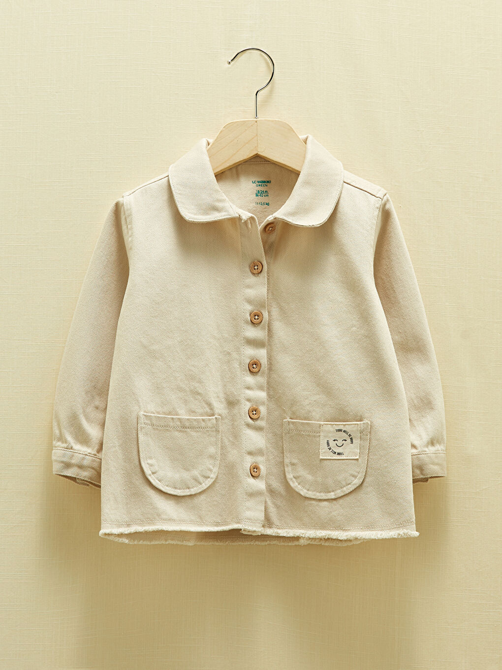 Bej Uzun Kollu Kız Bebek Ceket