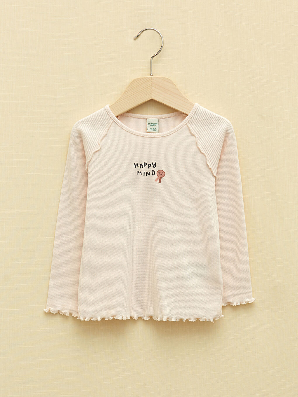 Crew Neck Long Sleeve Printed Baby Girls' T-Shirt