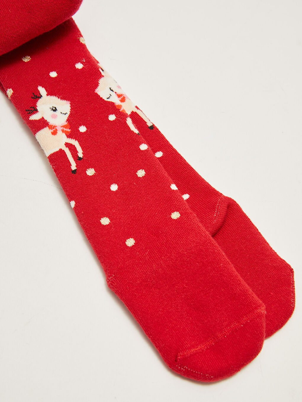 Kırmızı Yılbaşı Temalı Kız Bebek Havlu Külotlu Çorap-1