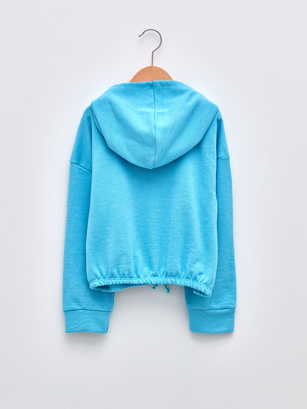 Mavi Kapüşonlu Baskılı Uzun Kollu Kız Çocuk Sweatshirt-1