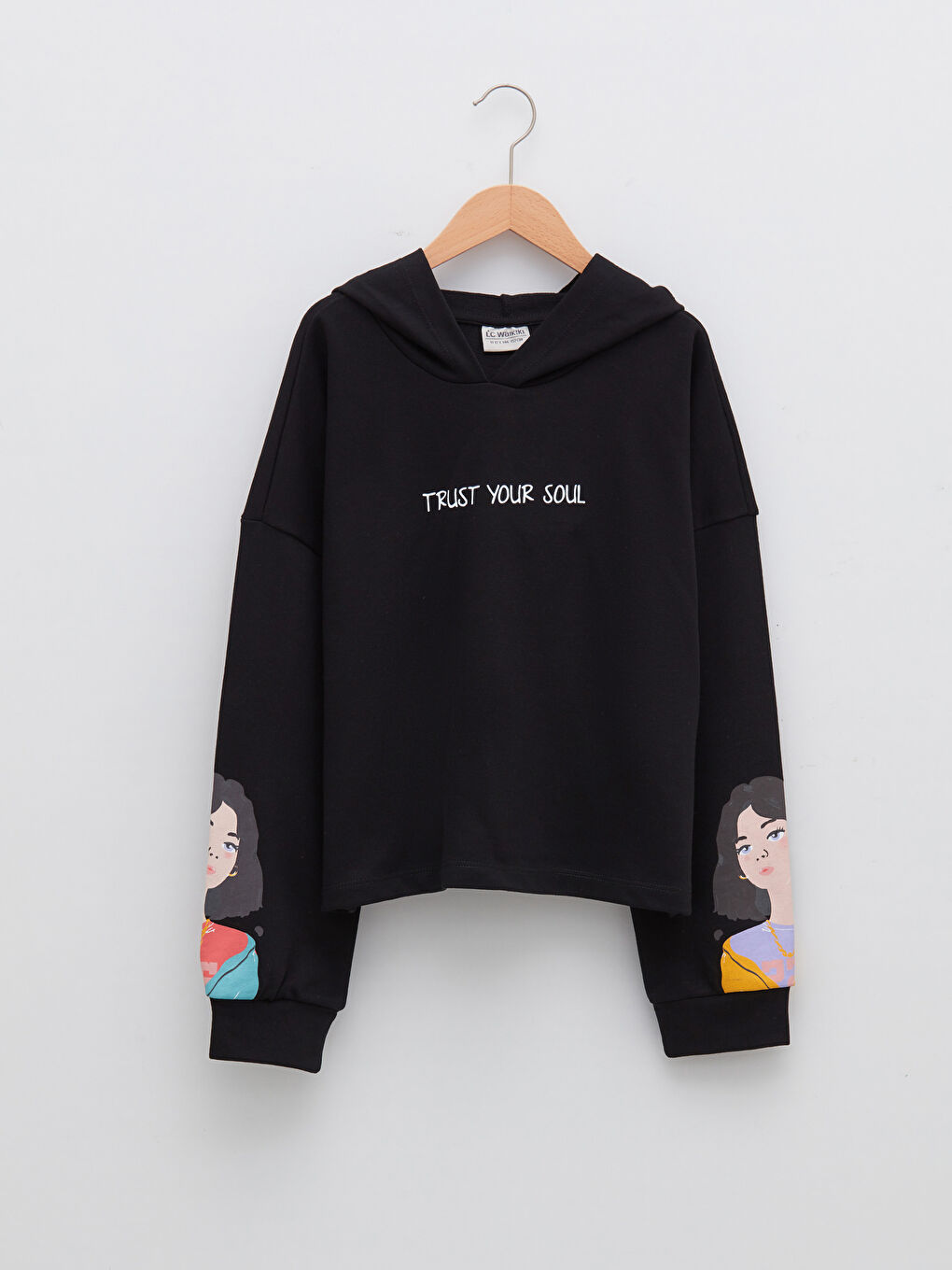 LCW Kids Hooded Printed Long Sleeve Girls' Sweatshirt -W1BA41Z4-CVL