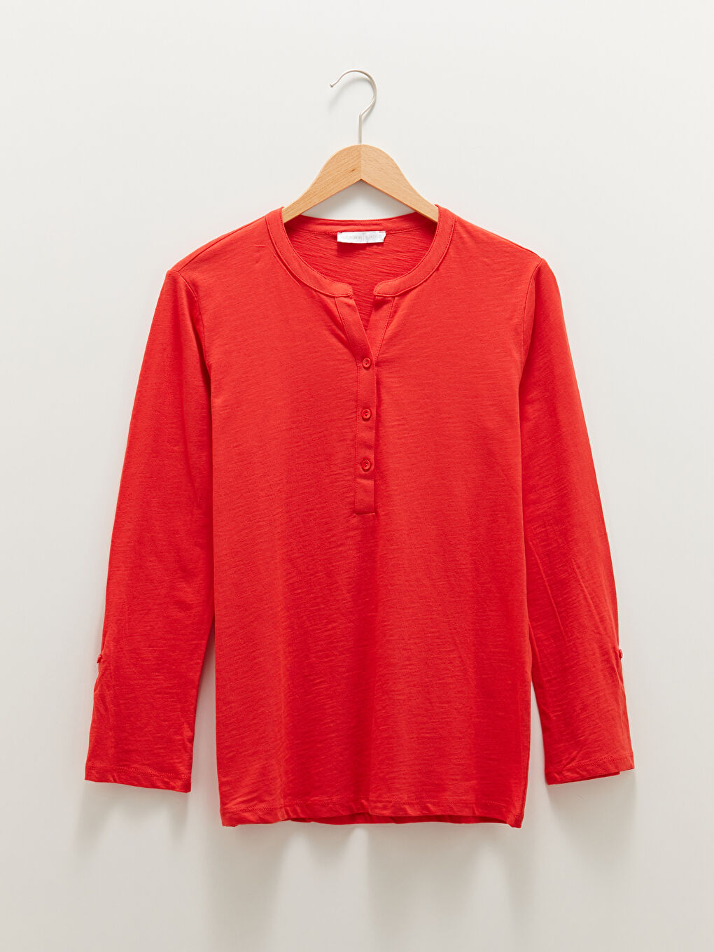 LCWAIKIKI Basic V Neck Straight Long Sleeve Cotton Women's T-Shirt -W1BA69Z8-GYH
