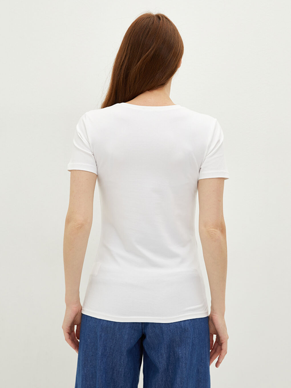 Crew Neck Plain Short Sleeve Women's T-Shirt-3