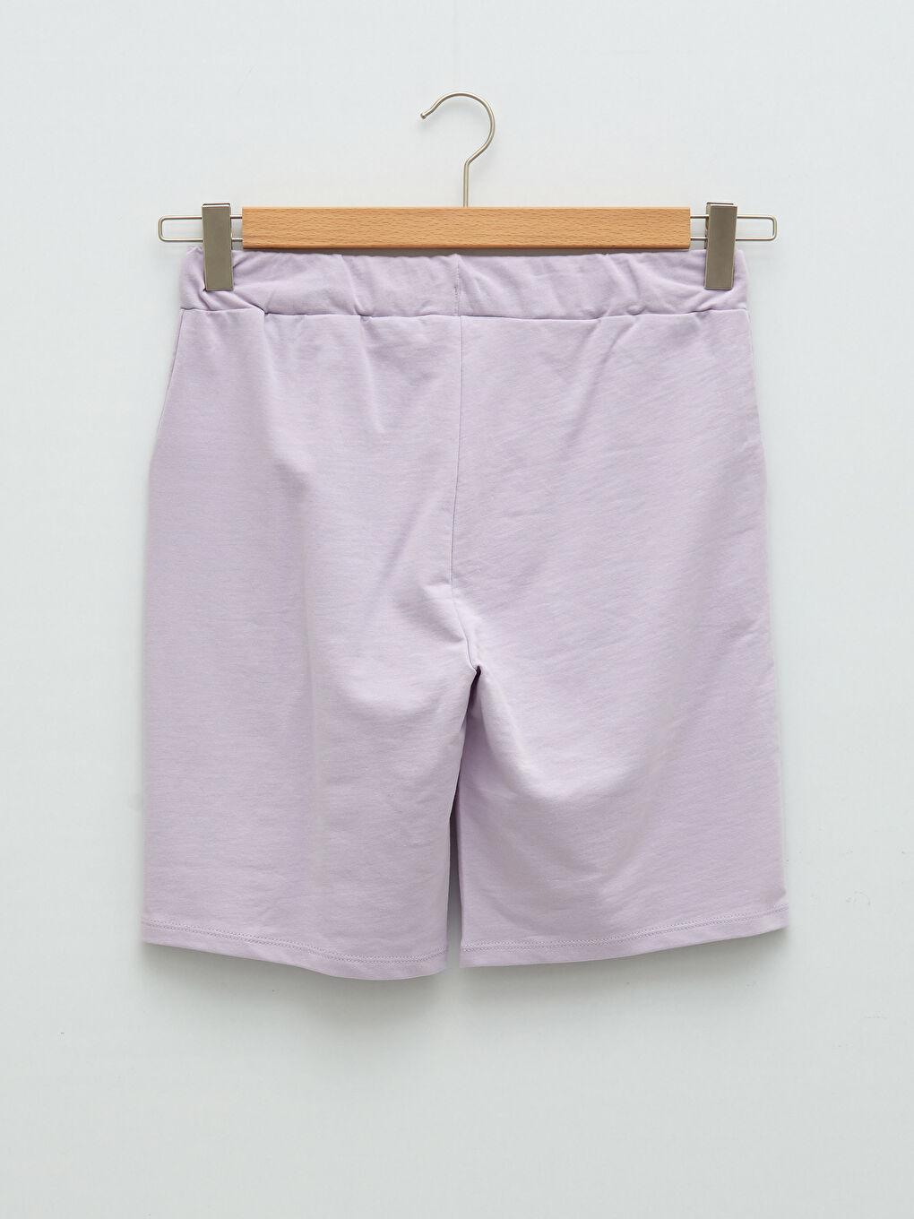 Elastic Waist Regular Pocket Detailed Cotton Women's Bermuda Shorts-6