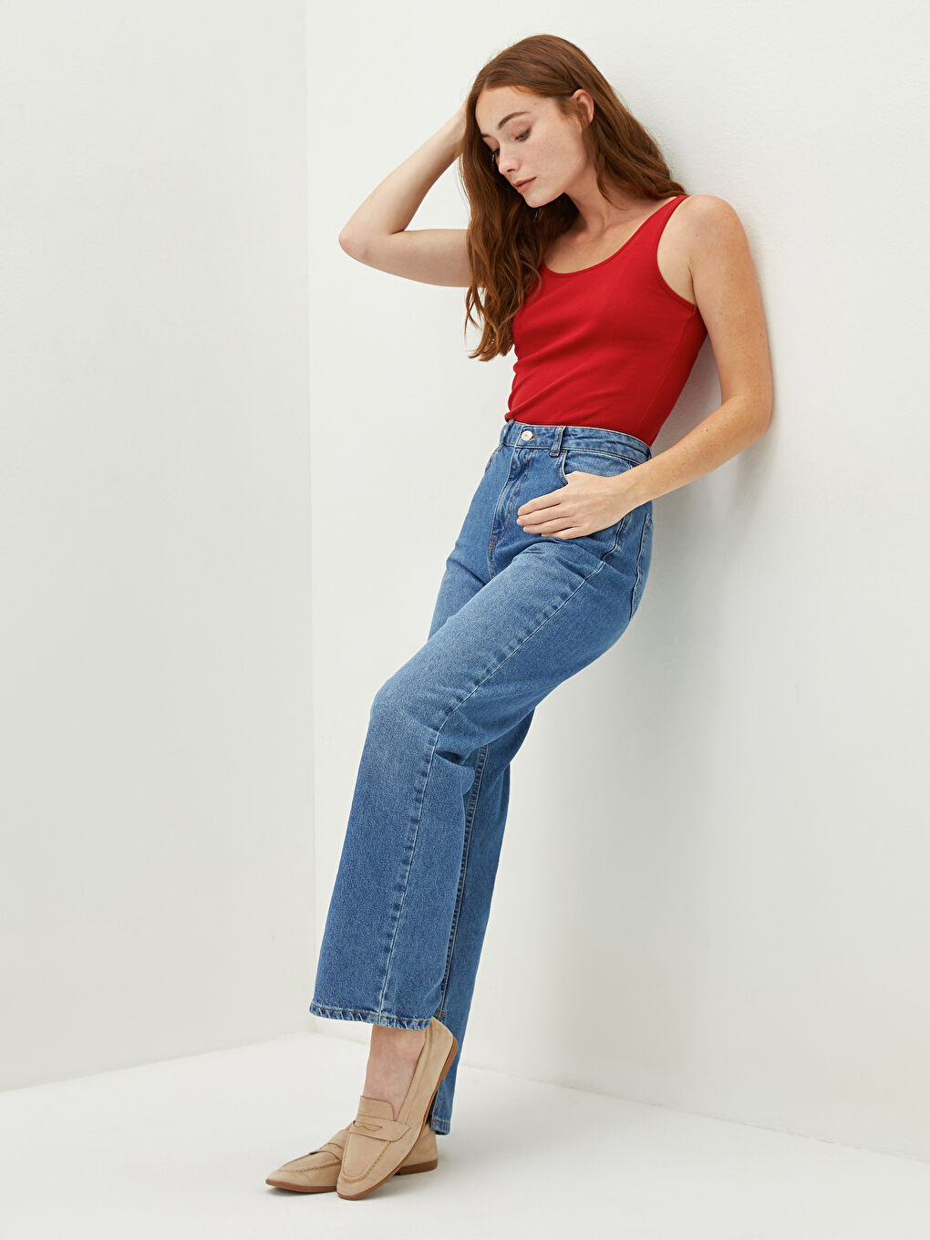 قميص داخلي بدون أكمام قطن رقبة على شكل حرف U نساء-2