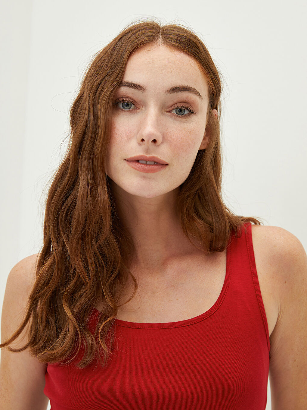 قميص داخلي بدون أكمام قطن رقبة على شكل حرف U نساء-3