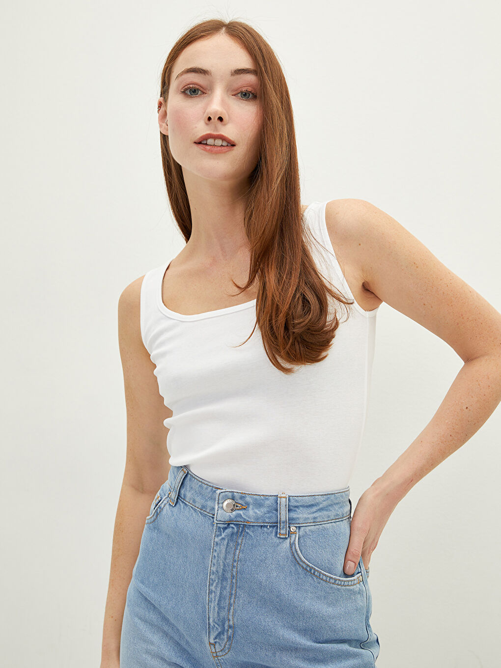 U-Neck Sleeveless Cotton Women's Singlet