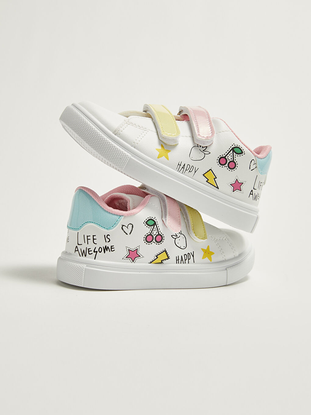 حذاء رياضي بناتي جلد بمظهر ڤيلكرو-1