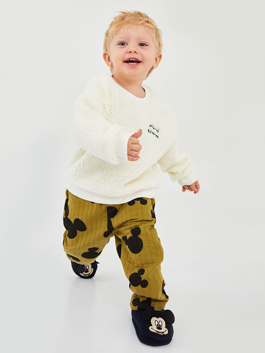 بنطلون رياضي للأولاد الرضع بطبعة ميكي ماوس بخصر مرن-2