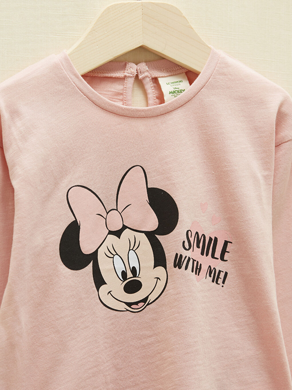 تيشيرت للبنات الرضع بأكمام طويلة ورقبة دائرية مطبوع عليه شخصية ميني ماوس-1