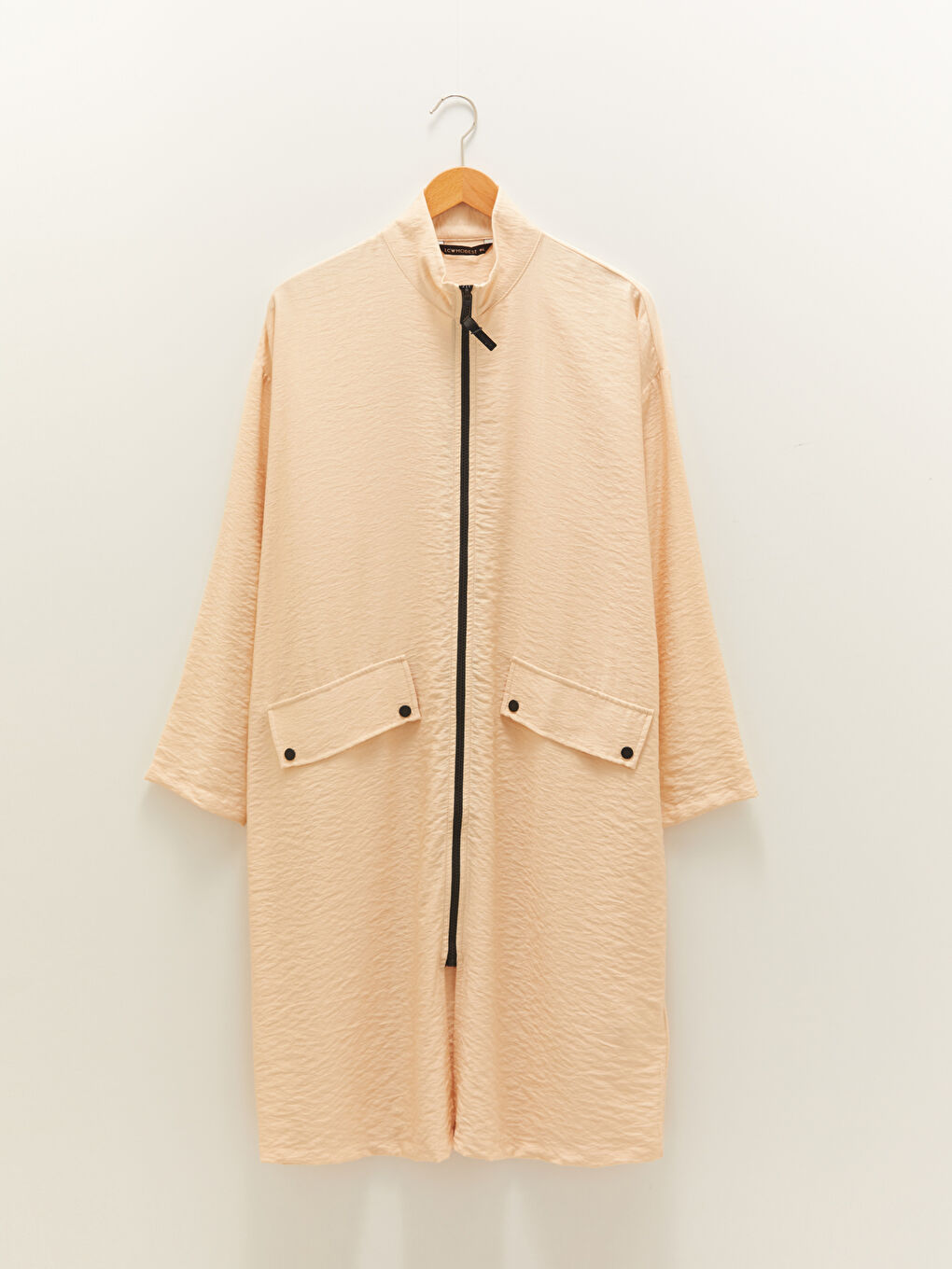 تونيك نسائي بأوفرسايز بياقة الجد وكم طويل بسيط-5