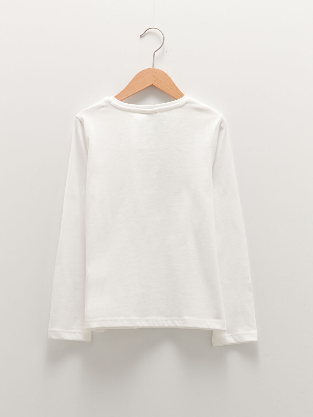 تيشيرت قطن بناتي مطبوع بكم طويل وفتحة رقبة مستديرة-1