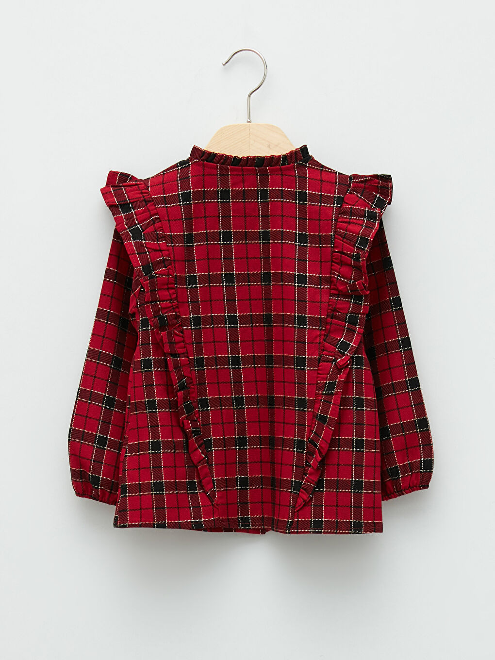 Круглый вырез, с длинным рукавом, клетчатая рубашка для малышек девочек-1