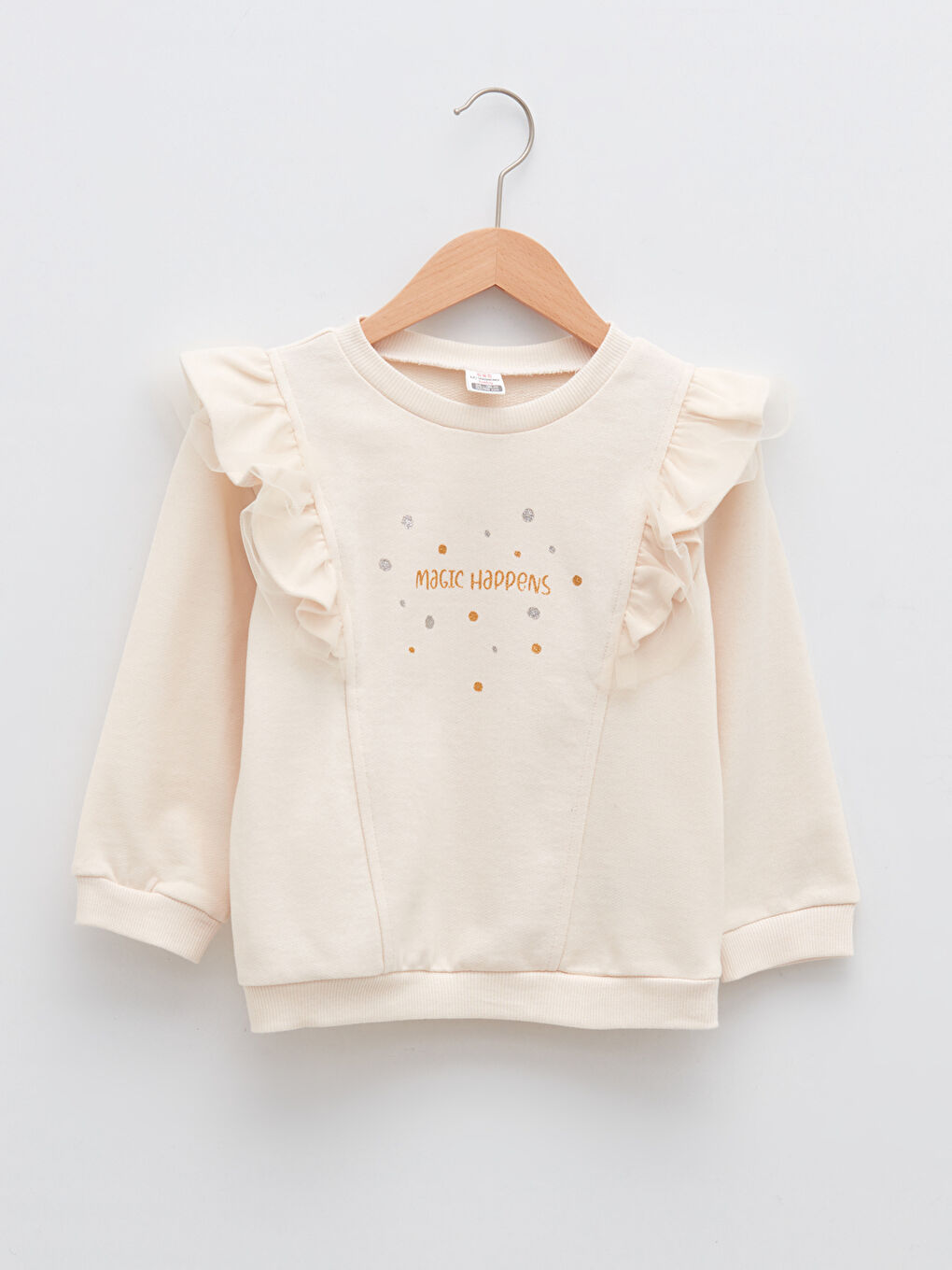 Crew Neck Long Sleeve Printed Cotton Baby Girl Sweatshirt