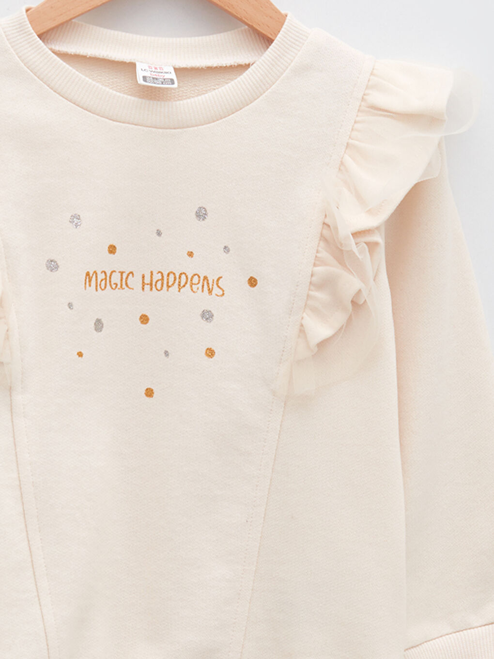 Crew Neck Long Sleeve Printed Cotton Baby Girl Sweatshirt-2