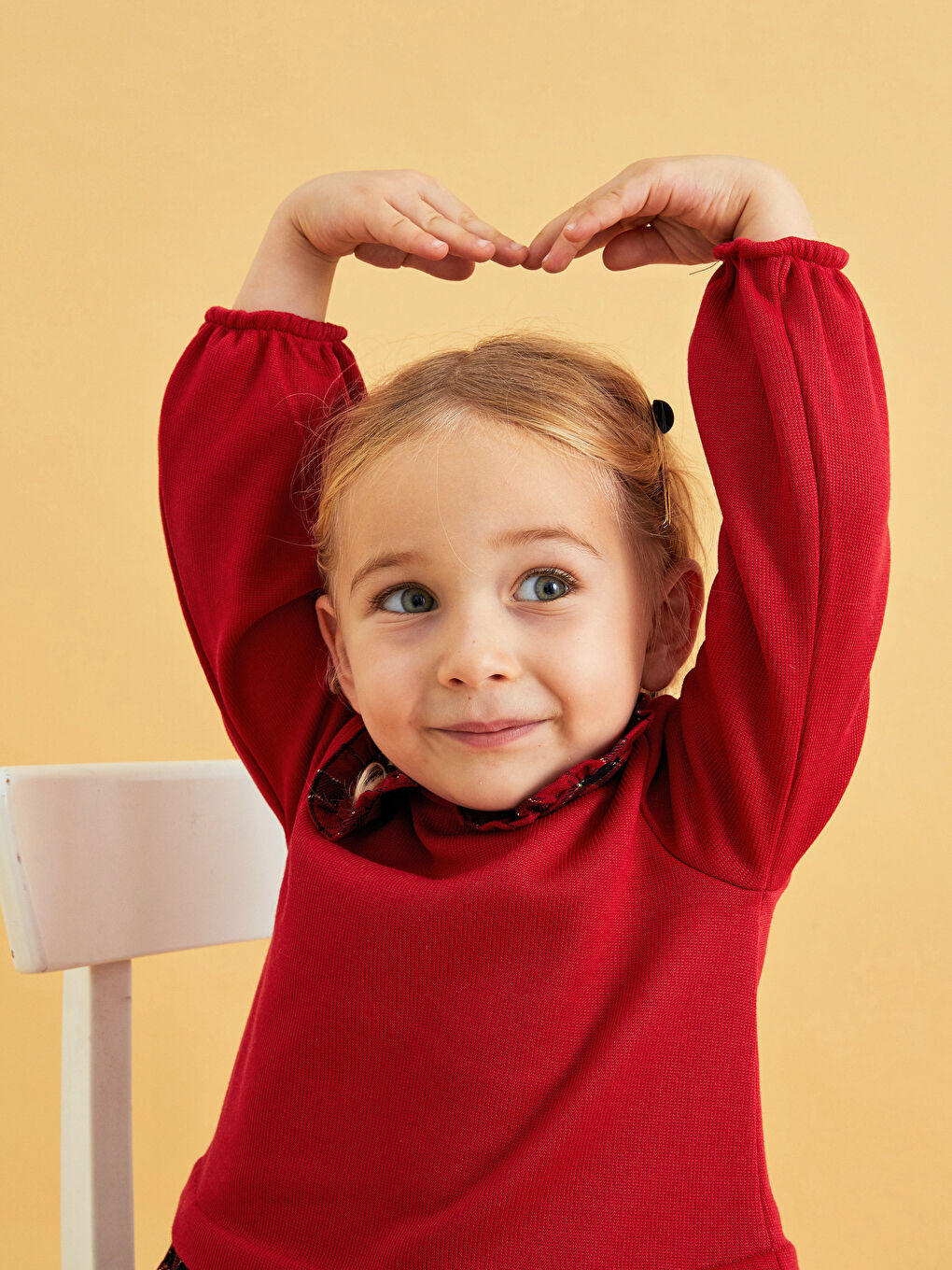 Langarm Kleid mit Rundhalsausschnitt und Karo-Muster für Baby Mädchen-1