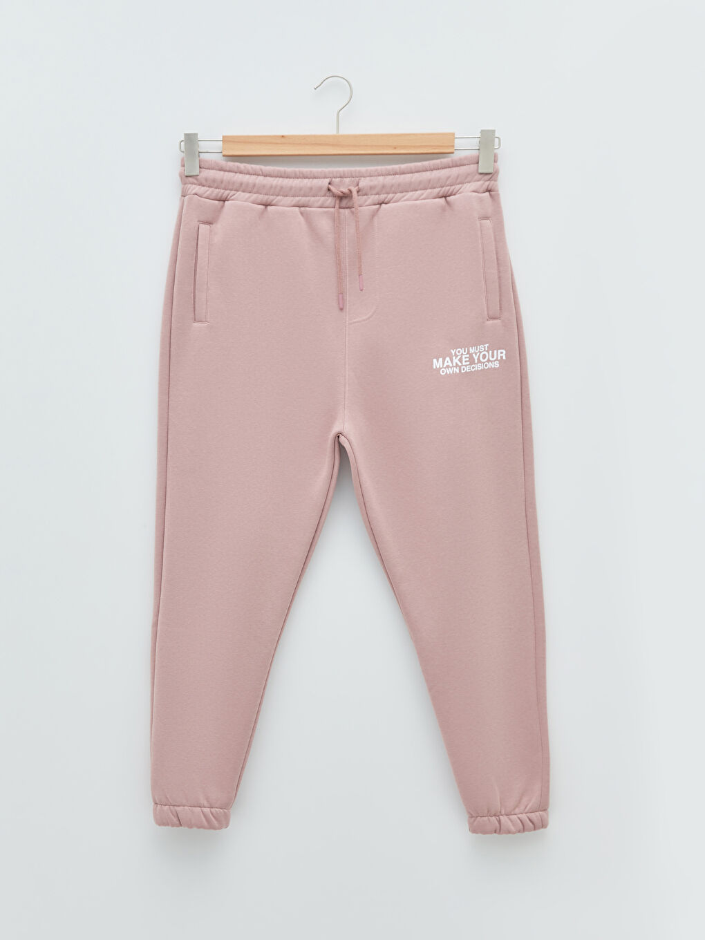 Pembe Slim Fit Erkek Kalın Jogger Eşofman Altı-5