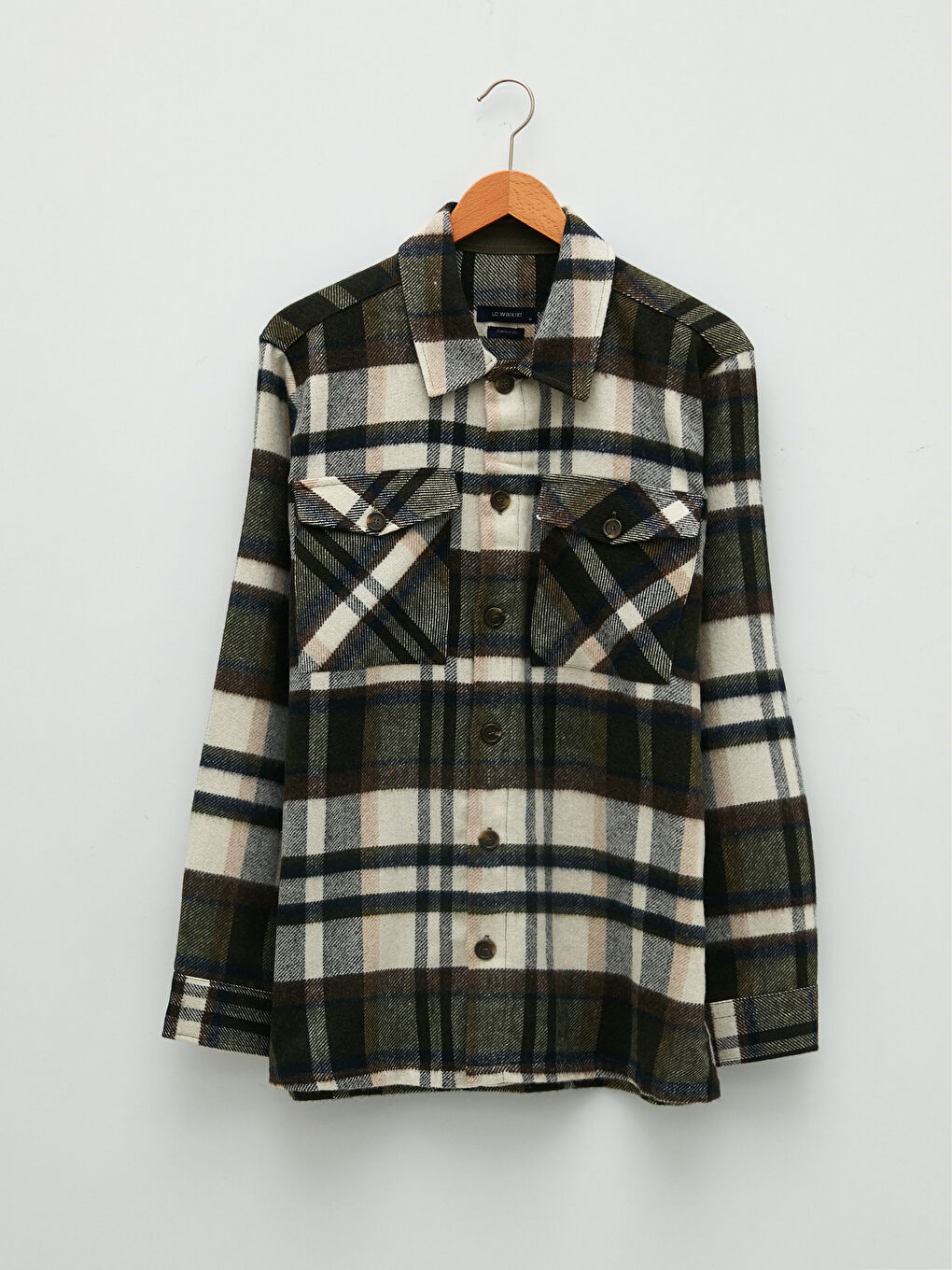 Yeşil Rahat Kalıp Uzun Kollu Ekose Erkek Oduncu Gömlek Ceket-5