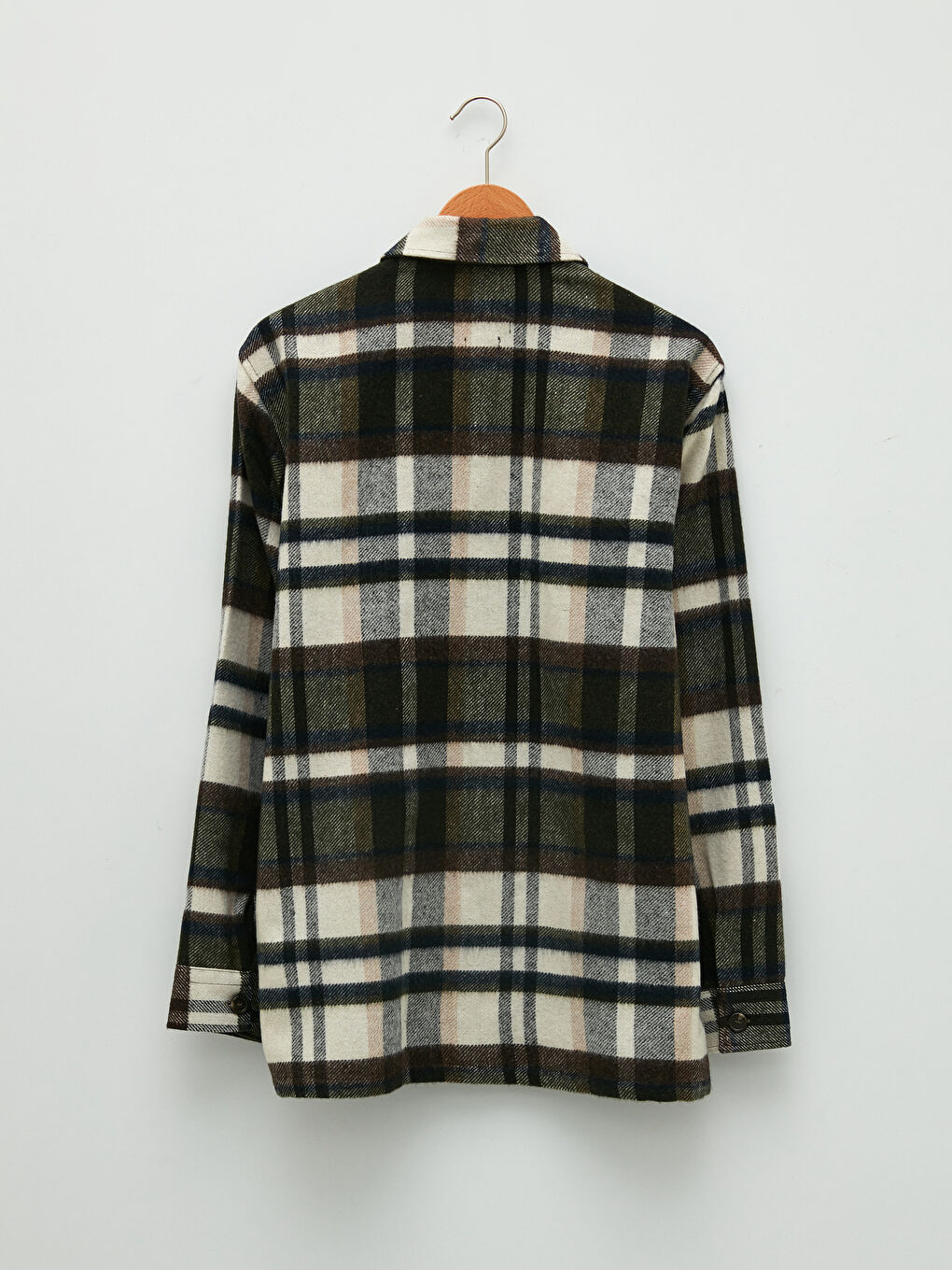 Yeşil Rahat Kalıp Uzun Kollu Ekose Erkek Oduncu Gömlek Ceket-6