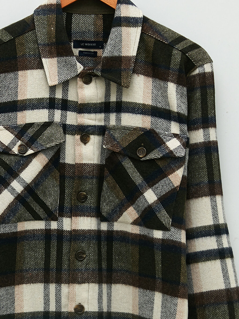 Yeşil Rahat Kalıp Uzun Kollu Ekose Erkek Oduncu Gömlek Ceket-7