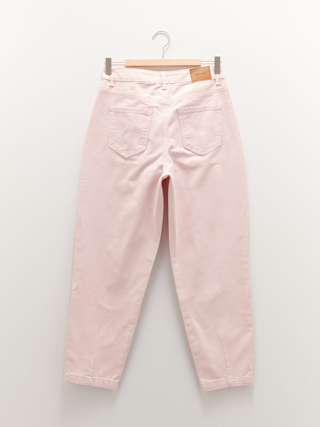 Pembe Kadın Yüksek Bel Slouchy Düz Jean Pantolon-6