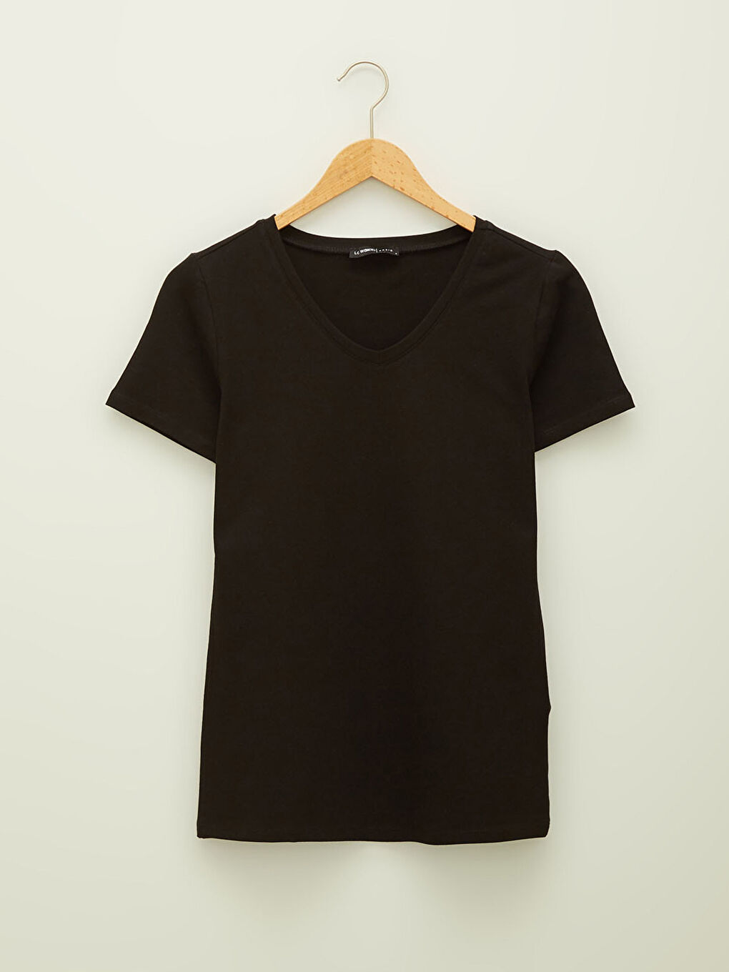V Neck Straight Short Sleeve Cotton Women's T-Shirt-4