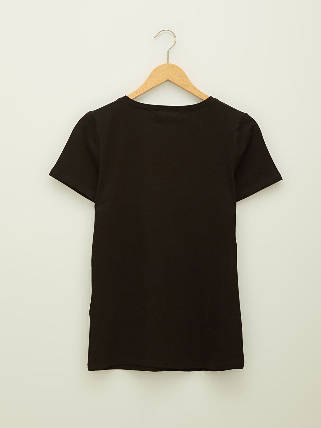 V Neck Straight Short Sleeve Cotton Women's T-Shirt-5